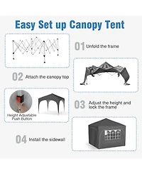 Gouun Pop Up Canopy Tent with Four Removable Sidewalls and Zippered Door