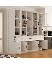 Homsee 12-Shelf Wood Standard Bookcase With Adjustable Shelves Drawer