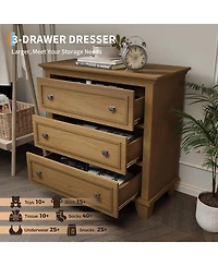 gaomon 3 Drawer Dresser, Wooden Storage Chest of Drawers with Exquisite Metal Handles
