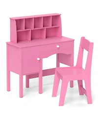 Sugift Kids Study Desk and Chair Set with Hutch and Storage Cabinet