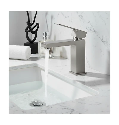 Busdays Single Handle Bathroom Faucet Lavatory Faucet Stainless Steel Single Hole-T20, Brushed Nickel