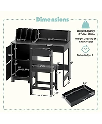 Sugift Wooden Kids Study Desk and Chair Student Workstation Set