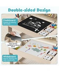 Sugift Multifunctional Kids Table and Chairs Set with Chalkboard