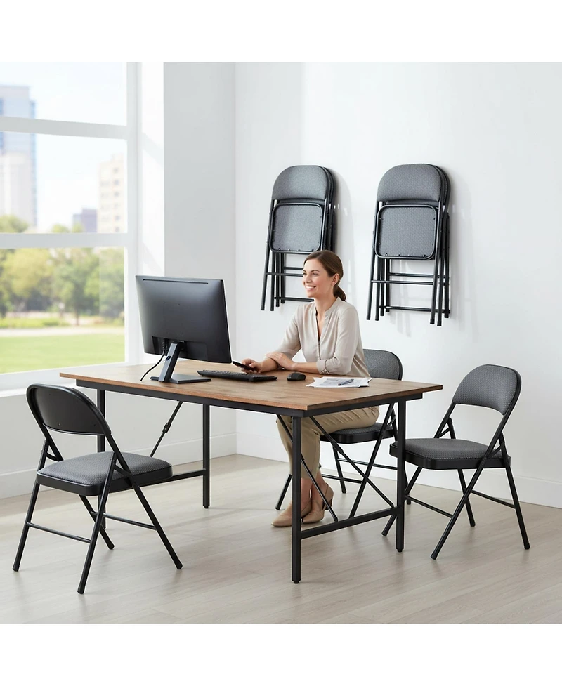 Sugift Foldable Chair Set with Padded Seats and Fabric Backrests