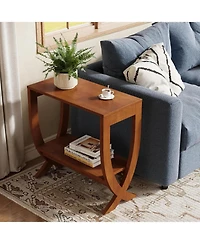 Tribesigns Solid End Table Set of 2, 2-Tier Couch Side Table with Arched Legs
