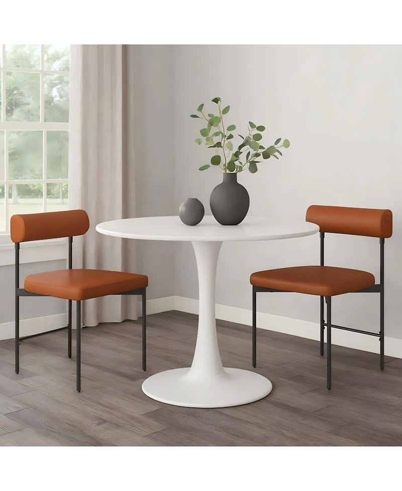 Gouun Faux Leather Upholstered Kitchen Side Chair Set of 2 with Curved and Padded Backrest