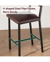 gaomon Set of 2 Bar Stools, 25" Counter Height, Pu Leather with Backrest and Footrest for Dining Room