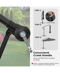 Gouun 10 ft Cantilever Patio Umbrella with Protective Cover Infinite Tilt and Ruffled Edge