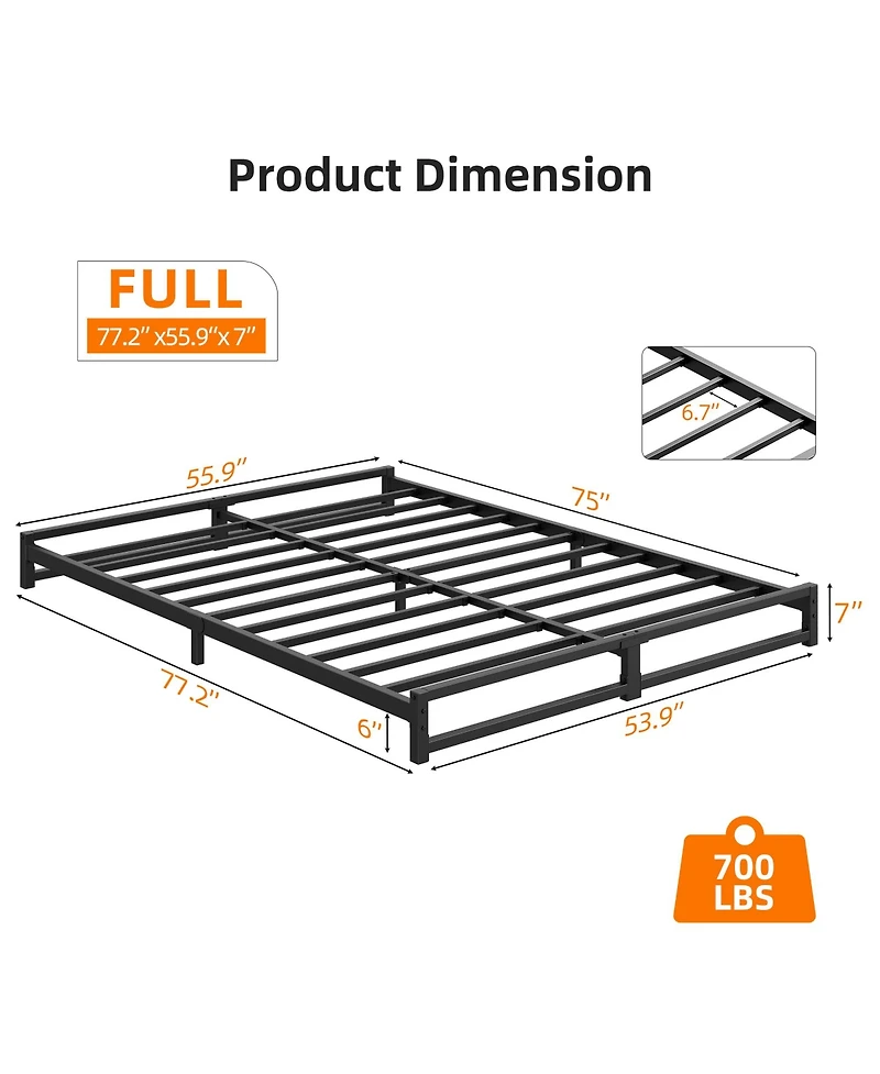 Homfan Metal Platform Bed Frame with Steel Slats Support, Mattress Foundation,Easy Assembly