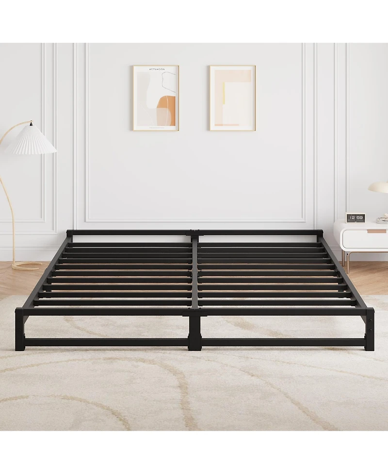 Homfan Metal Platform Bed Frame with Steel Slats Support, Mattress Foundation,Easy Assembly