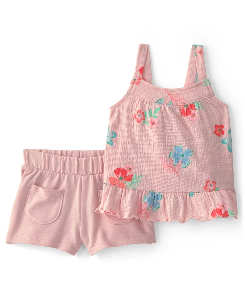 Carter's Baby Girls' Floral Ruffle Top and Shorts, 2-Piece Set