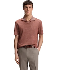 Boss By Hugo Men's Cotton, Linen Silk Johnny-Collar Polo Shirt