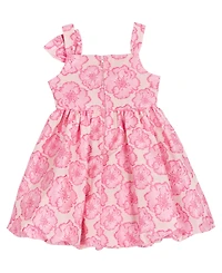 Rare Editions Girls' 2T-6X Square Neck Printed Dress