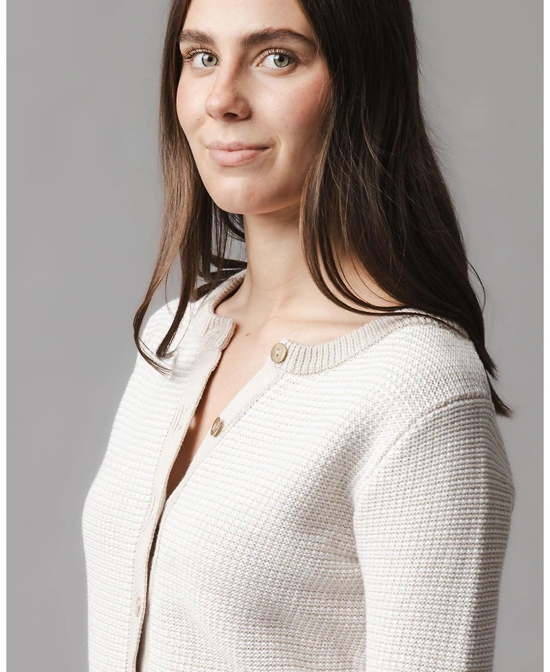 Hope and Henry Women's Organic Tweed Stitch Sweater Cardigan