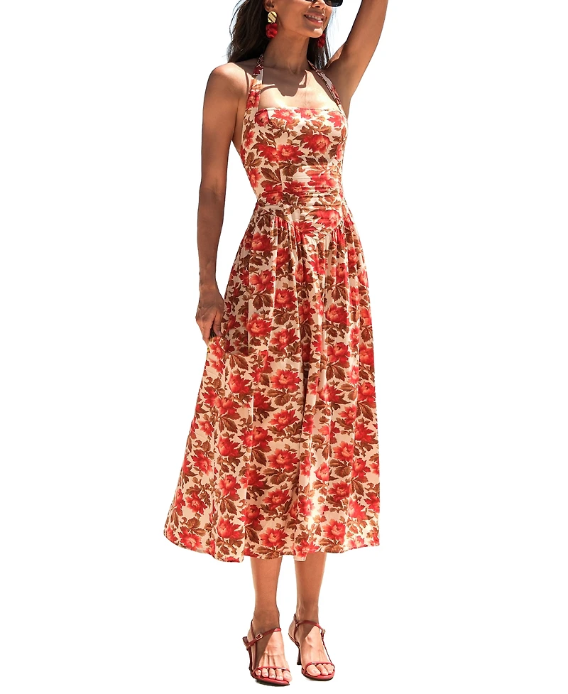 Cupshe Women's Pressed Roses Floral Midi Beach Dress