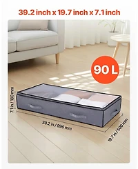 Sugift 4 Pack Under Bed Storage with Clear Lids 39.2in x 19.7in x 7.1in 90L