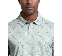 Pga Tour Men's Tropical Argyle Print Golf Polo