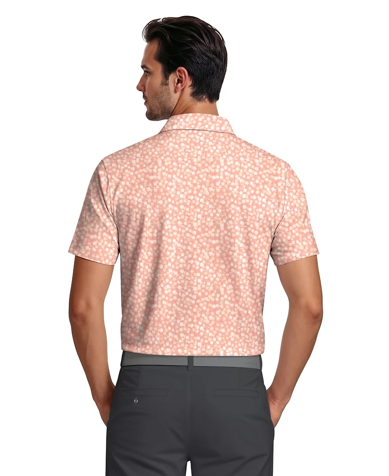 Pga Tour Men's Floral Print Golf Polo Shirt