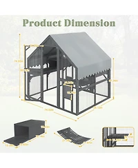 Zeus & Ruta Large Outdoor Cat Enclosure Wooden Shelter with Platforms Resting Box Bridge Waterproof Uv Proof Canopy