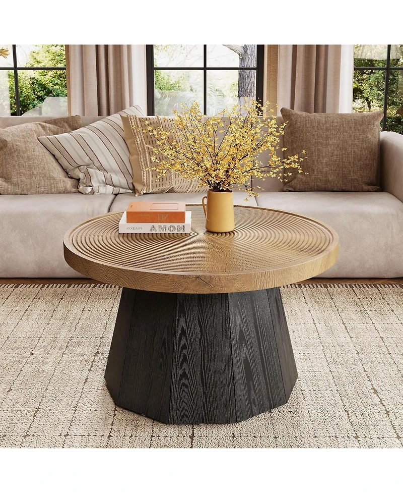 Tribesigns Round Coffee Table for Living Room, 31.5-Inch Farmhouse Center Table, Modern Circle Wooden Tea Tables