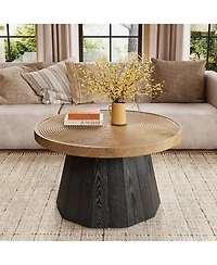 Tribesigns Round Coffee Table for Living Room, 31.5-Inch Farmhouse Center Table, Modern Circle Wooden Tea Tables