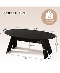 Tribesigns 47-Inch Oval Coffee Table, Modern Round Center Cocktail Table with Angled Legs