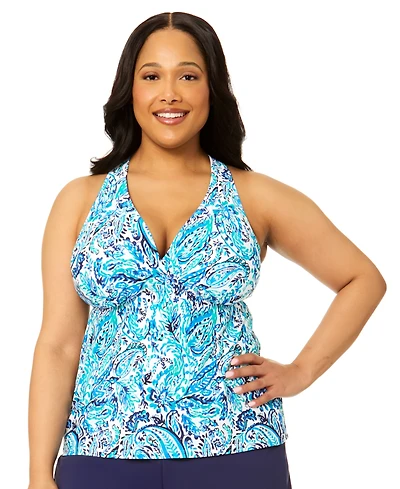 Island Escape Plus H-Back V-Neck Underwire Tankini Top, Macy's Exclusive