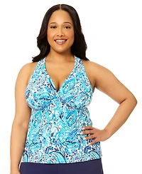 Island Escape Plus H-Back V-Neck Underwire Tankini Top, Macy's Exclusive