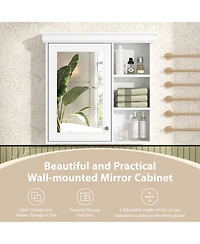 Busdays 30" x 28" Wall Mounted Bathroom Medicine Cabinet with Mirror and Storage