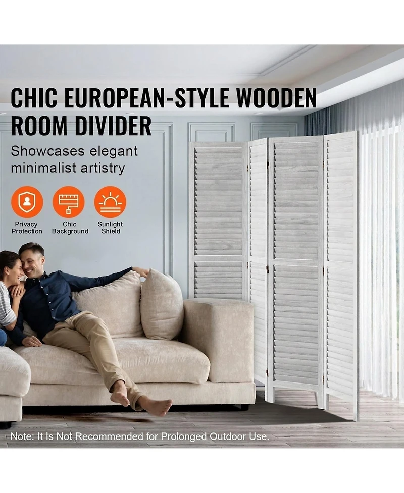 Sugift Wood Room Divider, 4 Panel Folding Privacy Screen for Home and Office Use
