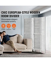 Sugift Wood Room Divider, 4 Panel Folding Privacy Screen for Home and Office Use