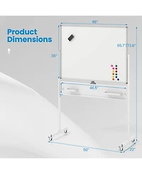 Sugift Adjustable Double Sided Magnetic Whiteboard with Pegboard