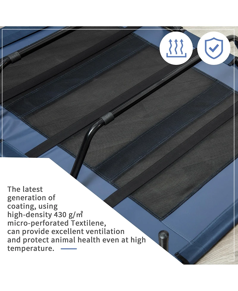 PawHut 48" x 36" Elevated Breathable Dog Bed w/ Carry Bag Dark Blue