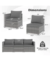 Sugift 3 Piece Patio Sectional Sofa Set with Modular Cushioned Seating
