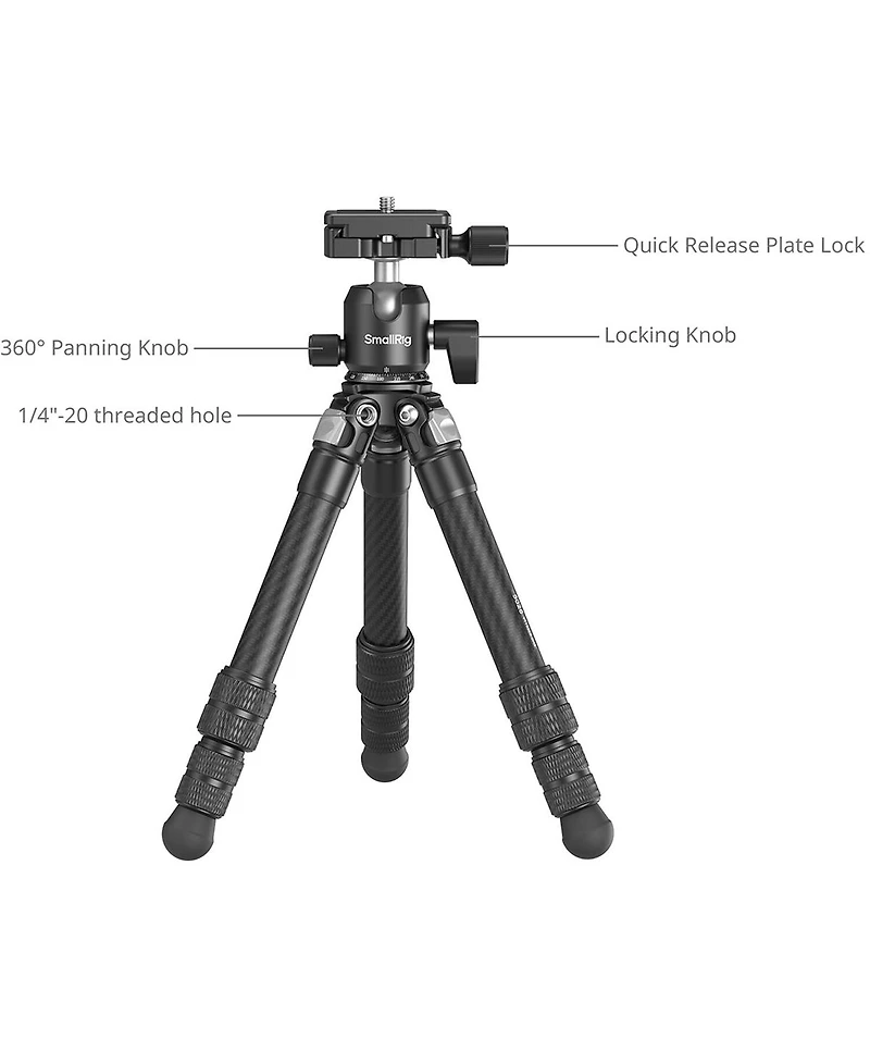 SmallRig 3-Section Carbon Fiber Pocket Tripod with Ball Head