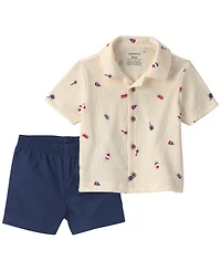 Carter's Baby Boys' Fourth of July Top and Shorts, 2-Piece Set