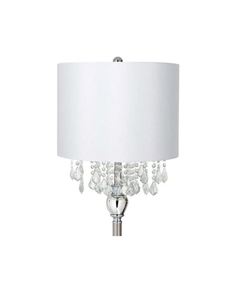 360 Lighting Crystals Traditional Luxury 60 1/2" Tall Standing Floor Lamp Metal Satin Steel Finish Office Drum