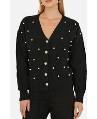 Yumi Women's Beaded Cable Knit Cardigan