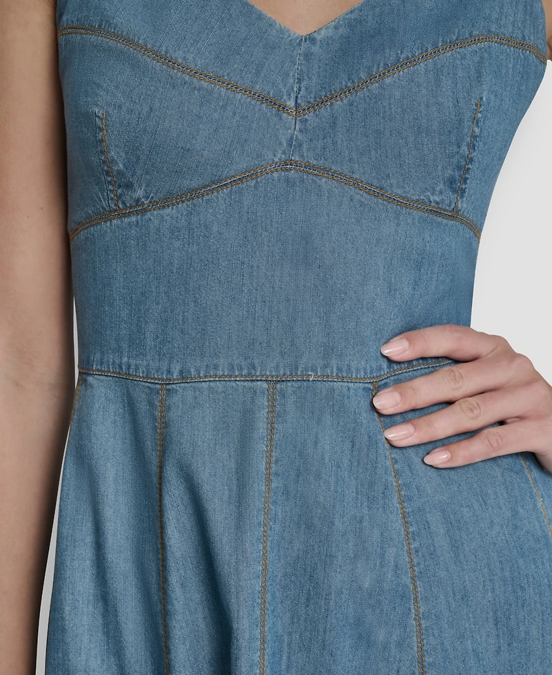 Dkny Women's Sleeveless Sweetheart Neck Midi Dress