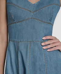 Dkny Women's Sleeveless Sweetheart Neck Midi Dress