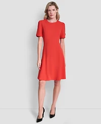 Dkny Women's Short-Sleeve Jewel Neck Dress