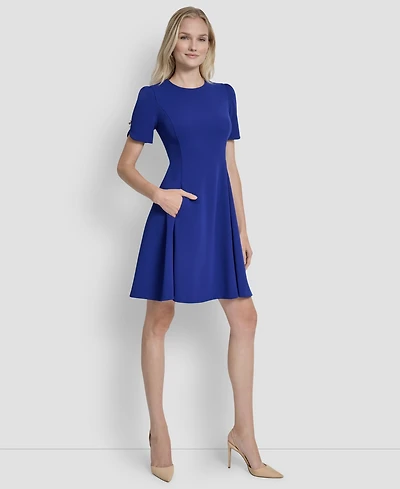Dkny Women's Short-Sleeve Jewel Neck Dress