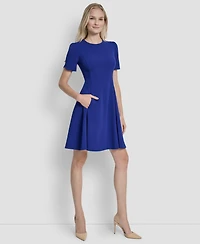 Dkny Women's Short-Sleeve Jewel Neck Dress