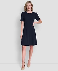Dkny Women's Short-Sleeve Jewel Neck Dress
