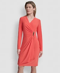 Dkny Women's V-Neck Faux Wrap Dress