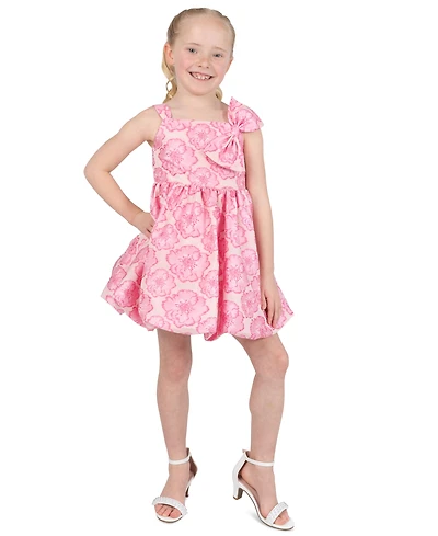 Rare Editions Girls' 2T-6X Square Neck Printed Dress