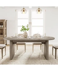 gaomon 70.8'' Oval Dining Table for 6–8, Farmhouse Table with Sturdy Wooden Base, Rustic Oak Finish for Kitchen & Dining Room