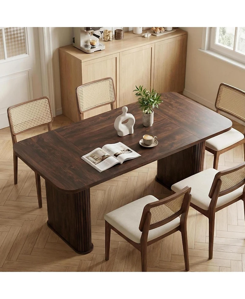gaomon 62'' Dining Table for 6–8, Modern Long Kitchen Table with Large Rectangular Top and Heavy-Duty Pedestal Legs