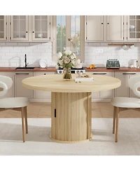 gaomon 47'' Round Dining Table for 4–6 with 2-Layer Storage Shelf & Drawer, Farmhouse Kitchen & Dining Room Table