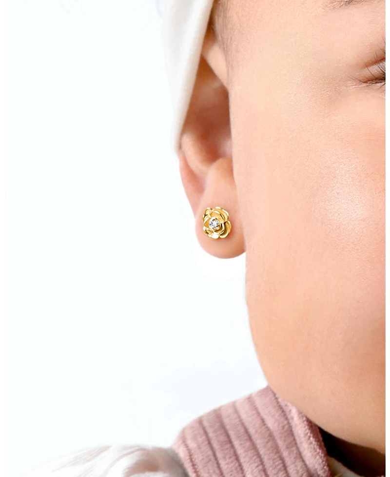 Tiny Blessings 14K Radiance Cz Studs Screw Back Earrings